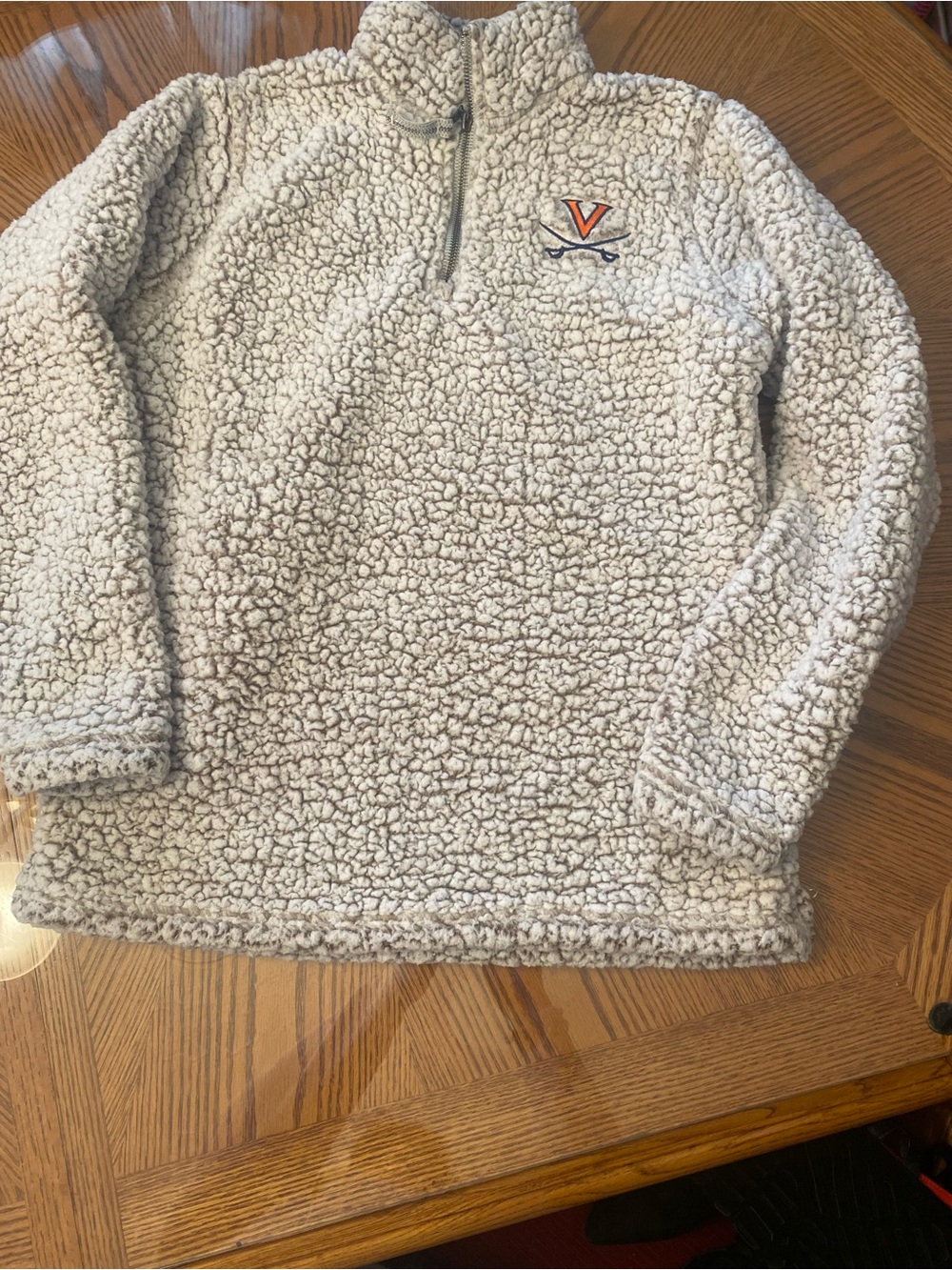 Top of the World  U Of Va Cream Sherpa Half-Zip with Orange & Blue 'V' Logo